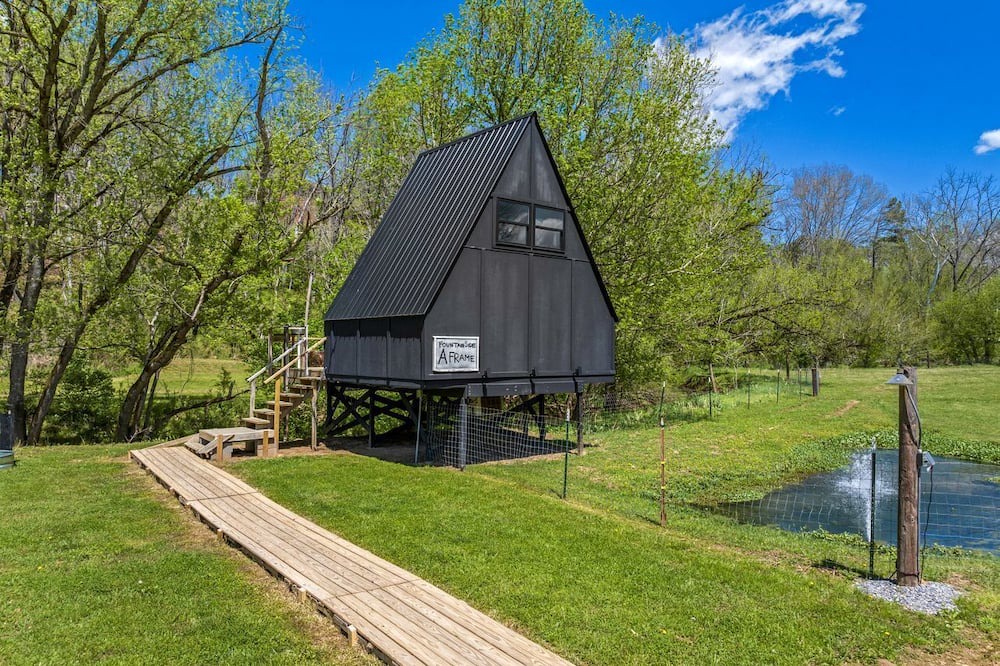 Newport Cabin | Cozy A-Frame Retreat with Creekside Hammock Getaway in Newport, Tennessee