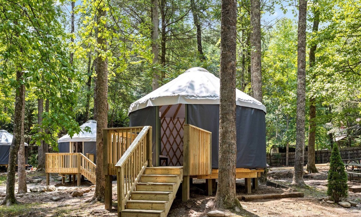 Rocky Grove RV Rental | Great Smoky Mountain National Park Glamping Destination in this Cute Yurt Rental in Cosby, Tennessee