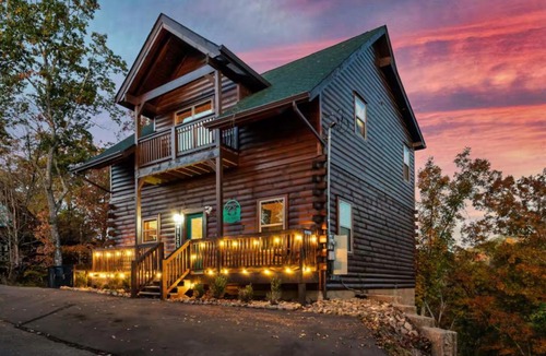 Sevierville House | 200 Pines- Scenic Log Retreat, Hot Tub, Indoor Pool & Dogs OK