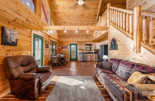 Sevierville Cabin | Accessible cabin in resort, pool, views, theater and game loft!