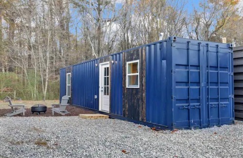 Athens Apartment | Cozy Rustic Blue Container Cottage ~ Lake Wheeler