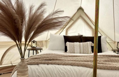 Gentry RV Rental | Enchanted Woodland Glamping Tent with Fire Pit & Clubhouse Kitchen Access Near Gentry, Arkansas