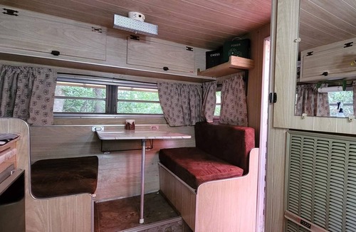 Hartford House | Foraging Orange vintage 60's camper near Rafting