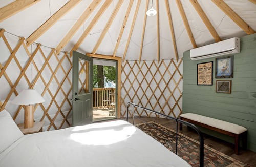 Rocky Grove RV Rental | Glamping Vacations near Gatlinburg, Tennessee, in this Charming Yurt Rental in Cosby