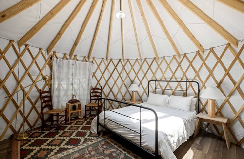 Rocky Grove RV Rental | Glamping Vacations near Gatlinburg, Tennessee, in this Charming Yurt Rental in Cosby