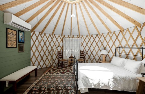 Rocky Grove RV Rental | Great Smoky Mountain National Park Glamping Destination in this Cute Yurt Rental in Cosby, Tennessee