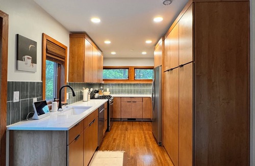 Grand Beach House | New Listing/remodeled mid century 1 block from lake w hot tub on wooded lot!