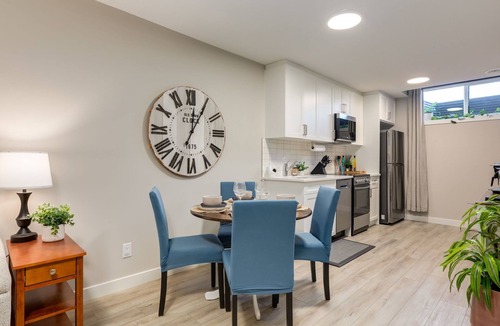 Southeast Calgary House | Newly Built Suite | Central Kitchen Laundry Soaktub Workspace