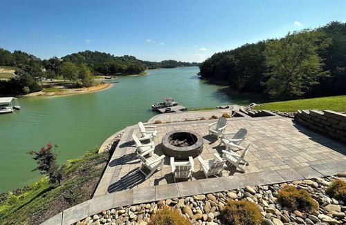 Sevierville Cabin | Peaceful Cabin on Lake | Outdoor kitchen | 3 Patios | Firepit| 2 Story Dock