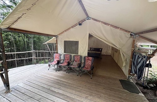 Lenoir RV Rental | Private Glamping Tent on 180 Acres with Mountain Trails & Stargazing Near Lenoir, NC