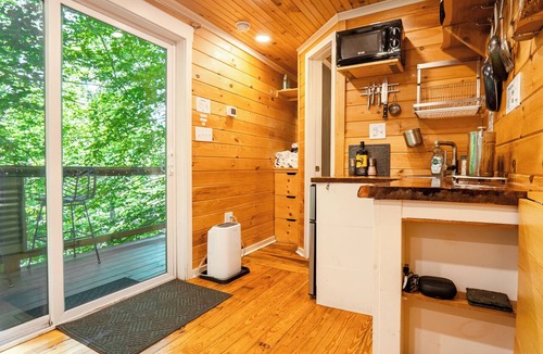 Todd House | Tiny Container Home Retreat with Hot Tub, Fire Table, Dining Area, and Views!