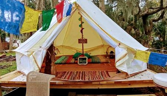 Beautiful Bell Tent Nestled Amidst Trees in Seville, Florida