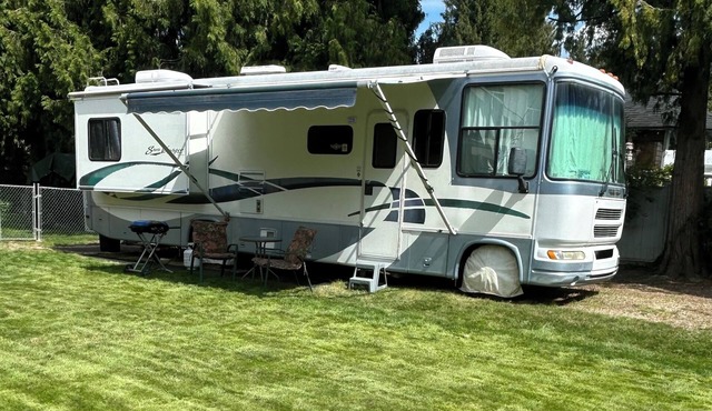 Class A RV on Tree Streets in Sicamous