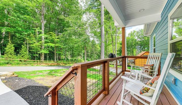 Maggie Valley Resort Home: Fire Pit, Pool & Stream