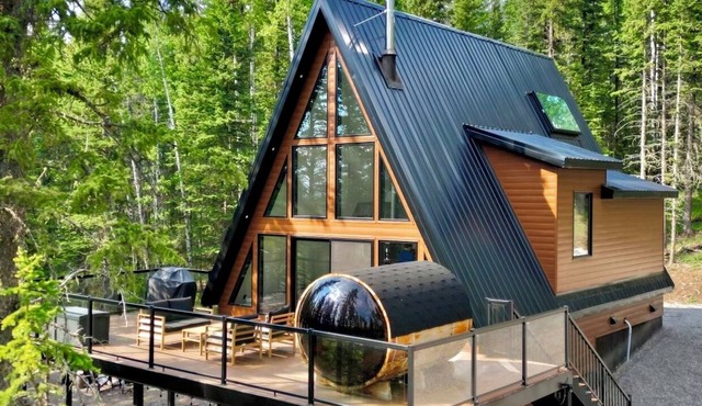 Modern Rustic A-Frame Cabin with Barrel Sauna in Nordegg