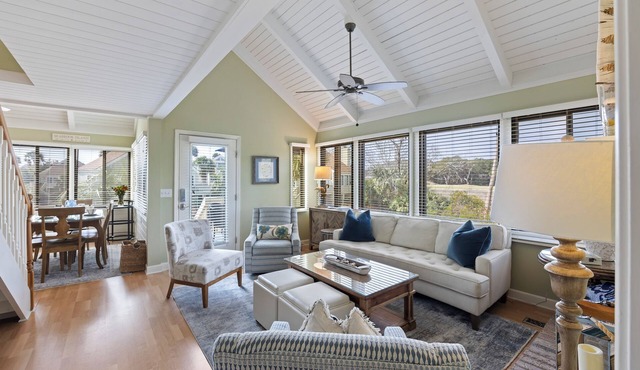 Seabrook Villa with Loft & Views! Walk to Beach! Pool!
