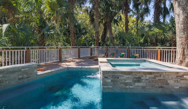 Short Stroll to Beach! Exquisitely Renovated Home w/Pool & Hot Tub, Spacious Deck & Lagoon Views!
