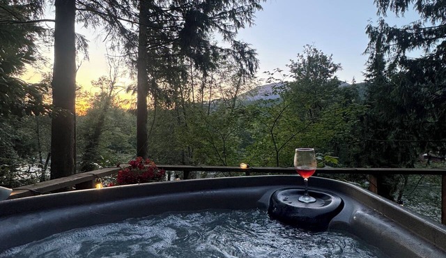 Tiny Cabin Couples escape! Hot tub, dry sauna, VIEWS!