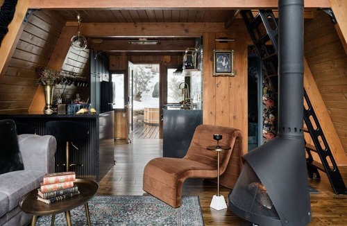 Arrowbear Lake Cabin | Romantic A-Frame Cabin w/Hot Tub, Fire Pit, Boulders, Fireplace, Hiking, Skiing