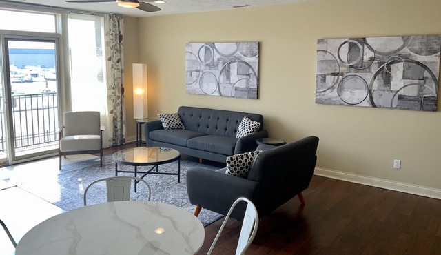 Beautiful downtown condo with marina views, minutes from the beach in St. Joseph