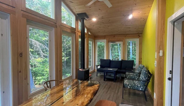 Attractive new timber frame house on 7 acres in Ripton's Green Mountains.